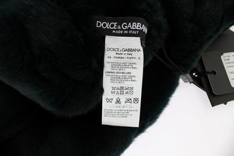 Green Weasel Fur Crochet Hood Scarf Hat Dolce & Gabbana