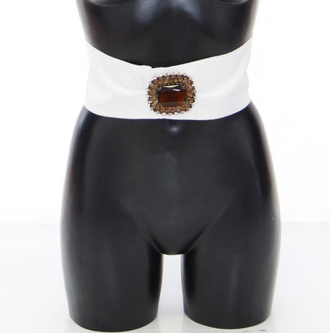 White Crystal Brass Wide Waist Runway Belt Dolce & Gabbana