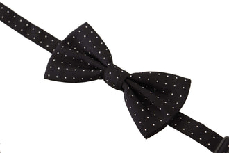 Black White Polka Dot 100% Silk Neck Papillon Tie Dolce & Gabbana