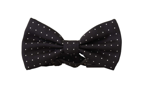 Black White Polka Dot 100% Silk Neck Papillon Tie Dolce & Gabbana