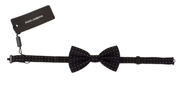Black White Polka Dot 100% Silk Neck Papillon Tie Dolce & Gabbana