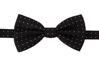 Black White Polka Dot 100% Silk Neck Papillon Tie Dolce & Gabbana