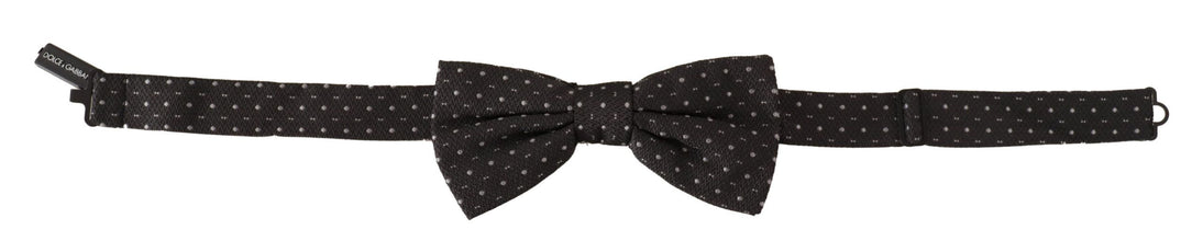 Gray Polka Dot 100% Silk Neck Papillon Tie Dolce & Gabbana
