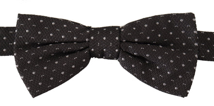 Gray Polka Dot 100% Silk Neck Papillon Tie Dolce & Gabbana