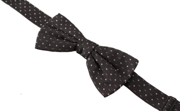 Gray Polka Dot 100% Silk Neck Papillon Tie Dolce & Gabbana