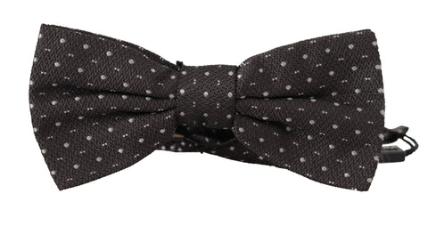 Gray Polka Dot 100% Silk Neck Papillon Tie Dolce & Gabbana