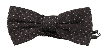 Gray Polka Dot 100% Silk Neck Papillon Tie Dolce & Gabbana
