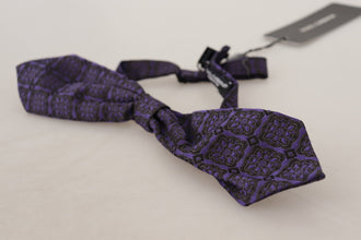 Blue Geometric Silk Adjustable Neck Papillon Tie Dolce & Gabbana