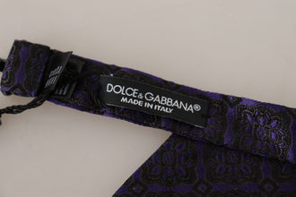 Blue Geometric Silk Adjustable Neck Papillon Tie Dolce & Gabbana