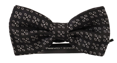 Black White Polka Dot 100% Silk Neck Papillon Tie Dolce & Gabbana