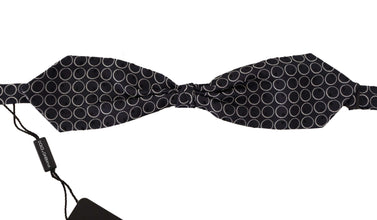 Black White Round 100% Silk Neck Papillon  Tie Dolce & Gabbana