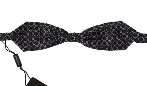 Black White Round 100% Silk Neck Papillon  Tie Dolce & Gabbana
