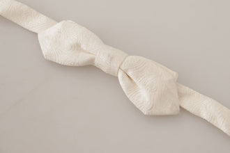 White 100% Silk Slim Adjustable Neck Papillon Tie Dolce & Gabbana