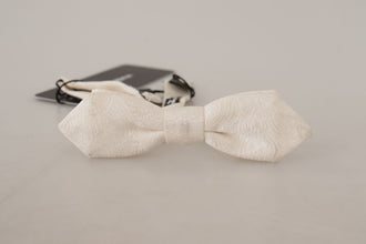 White 100% Silk Slim Adjustable Neck Papillon Tie Dolce & Gabbana