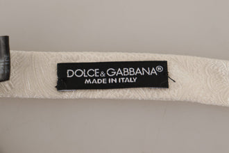 White 100% Silk Slim Adjustable Neck Papillon Tie Dolce & Gabbana