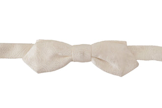 White 100% Silk Slim Adjustable Neck Papillon Tie Dolce & Gabbana