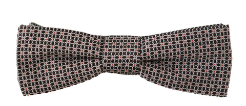 Black White Flower Pattern Silk Neck Papillon Tie Dolce & Gabbana