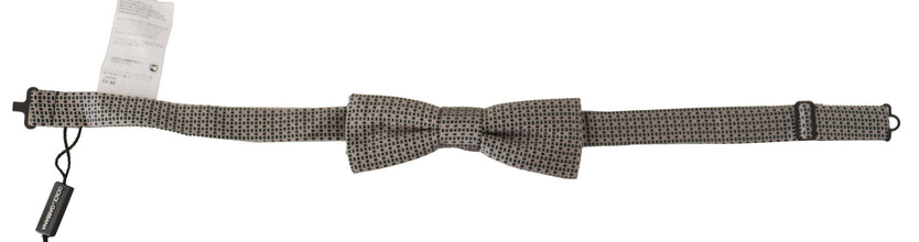 Black White Flower Pattern Silk Neck Papillon Tie Dolce & Gabbana