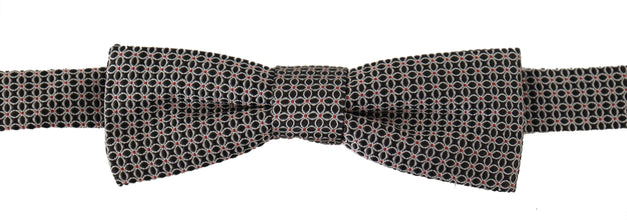 Black White Flower Pattern Silk Neck Papillon Tie Dolce & Gabbana