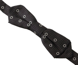 Black White Polka Dot 100% Silk Neck Papillon Tie Dolce & Gabbana