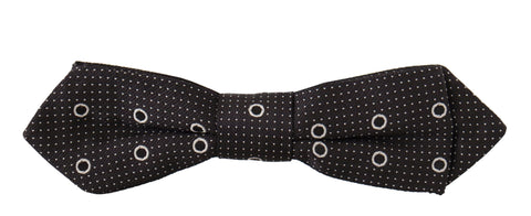 Black White Polka Dot 100% Silk Neck Papillon Tie Dolce & Gabbana