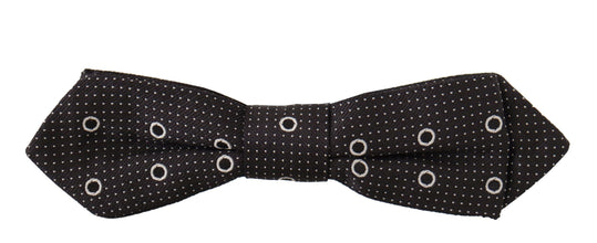 Black White Polka Dot 100% Silk Neck Papillon Tie Dolce & Gabbana