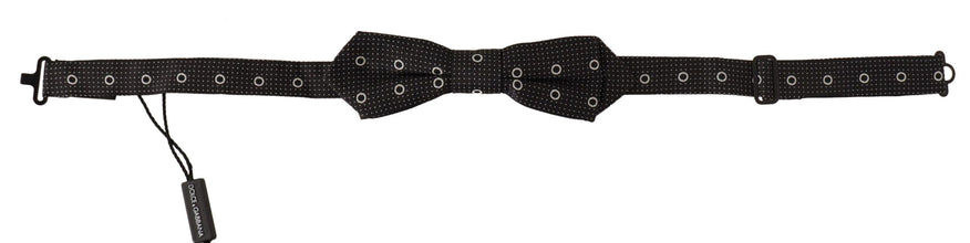 Black White Polka Dot 100% Silk Neck Papillon Tie Dolce & Gabbana