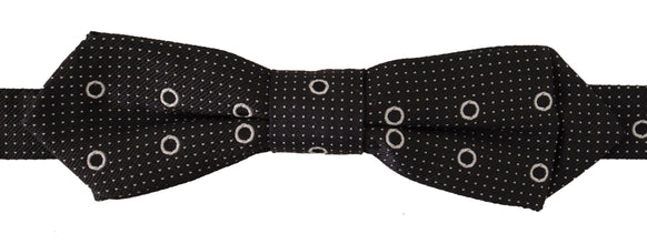 Black White Polka Dot 100% Silk Neck Papillon Tie Dolce & Gabbana