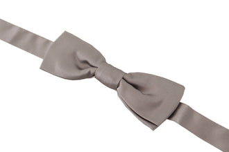 Silver 100% Silk Slim Adjustable Neck Papillon Tie Dolce & Gabbana