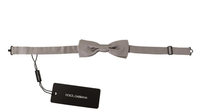 Silver 100% Silk Slim Adjustable Neck Papillon Tie Dolce & Gabbana