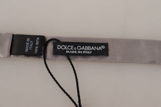 Silver 100% Silk Slim Adjustable Neck Papillon Tie Dolce & Gabbana