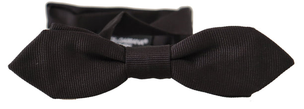 Black Solid 100% Silk Adjustable Neck Papillon Tie Dolce & Gabbana