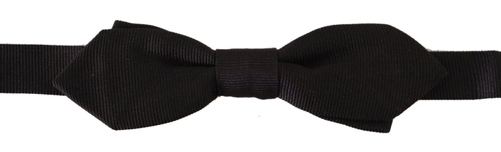 Black Solid 100% Silk Adjustable Neck Papillon Tie Dolce & Gabbana