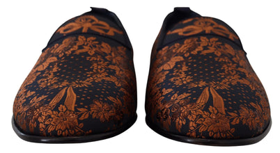 Blue Rust Floral Slippers Loafers Shoes Dolce & Gabbana