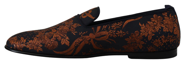 Blue Rust Floral Slippers Loafers Shoes Dolce & Gabbana
