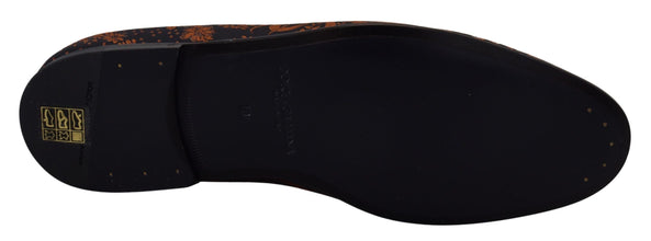 Blue Rust Floral Slippers Loafers Shoes Dolce & Gabbana