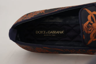 Blue Rust Floral Slippers Loafers Shoes Dolce & Gabbana