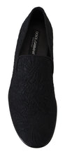 Black Floral Jacquard Slippers Loafers Shoes Dolce & Gabbana