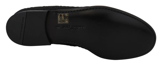 Black Floral Jacquard Slippers Loafers Shoes Dolce & Gabbana