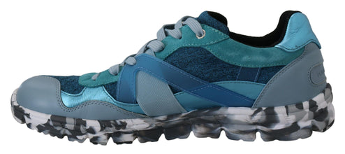 Blue Gray Leather Sport Low Top Sneakers Dolce & Gabbana
