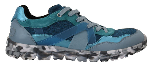 Blue Gray Leather Sport Low Top Sneakers Dolce & Gabbana