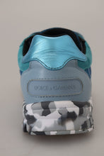 Blue Gray Leather Sport Low Top Sneakers Dolce & Gabbana