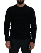 Black Wool Logo Pattern Crewneck Pullover Sweater Dolce & Gabbana