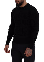Black Wool Logo Pattern Crewneck Pullover Sweater Dolce & Gabbana