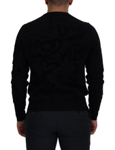 Black Wool Logo Pattern Crewneck Pullover Sweater Dolce & Gabbana