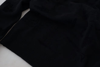 Black Wool Logo Pattern Crewneck Pullover Sweater Dolce & Gabbana