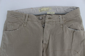 Beige Cotton Patchwork Jeans Acht