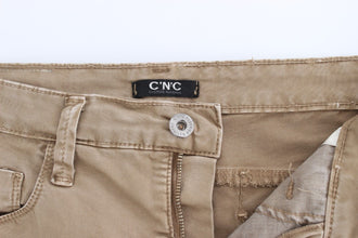 Beige Straight Leg Denim Pants Stretch Jeans Costume National