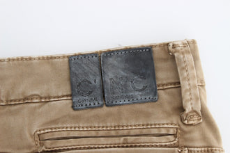 Beige Straight Leg Denim Pants Stretch Jeans Costume National