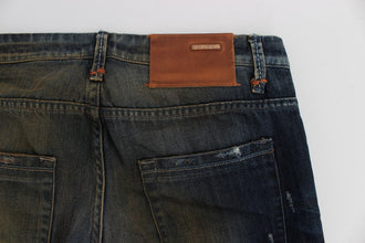 Blue Wash Cotton Regular Straight Fit Jeans Acht